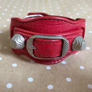 Balenciaga Red Arena Leather Giant Bracelet